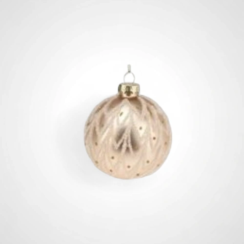 8cm Glass Champagne Gold Matte Bauble