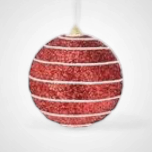 10cm Red & White Bauble 