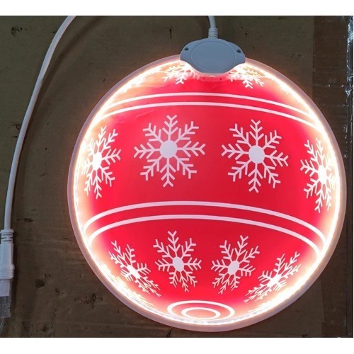 Acrylic Red Snowflake Bauble Neon Motif - PREORDER FOR 2026