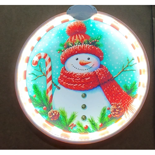Acrylic Snowman Candy Cane Bauble Neon Motif - PREORDER FOR 2026