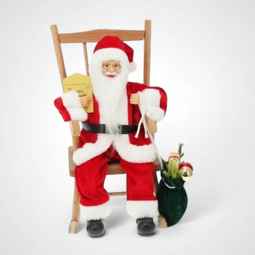 35cm Red Santa in Rocking Chair 