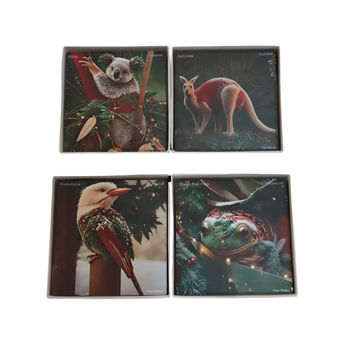Set of 4 Aussie Christmas Animals Coasters