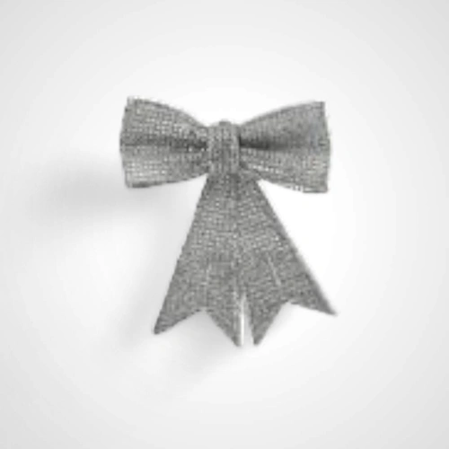 11cm Silver Glitter Hanging Bow Ornament
