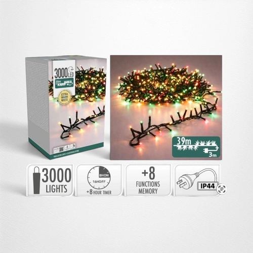 39m Christmas Coloured Cluster Lights