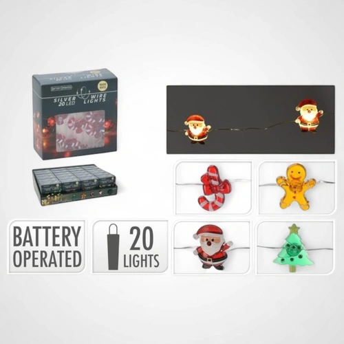 2m B/O Silver Wire Candy Canes Lights A 