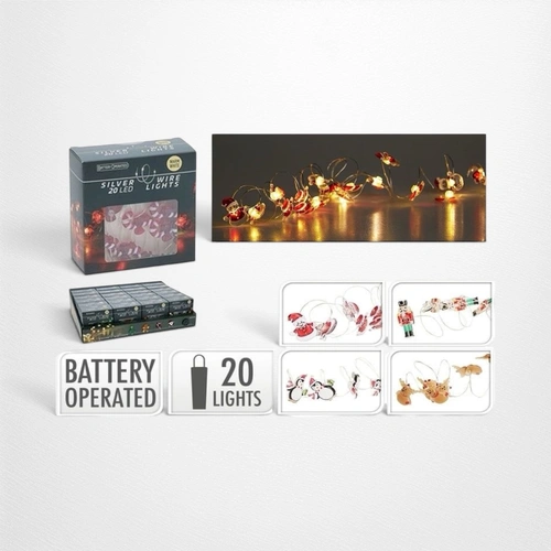 2m B/O Silver Wire Snowman Lights A
