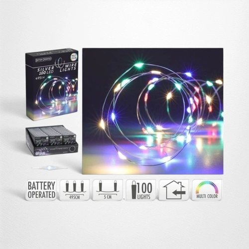 4.95m B/O Multi Silver Wire Lights