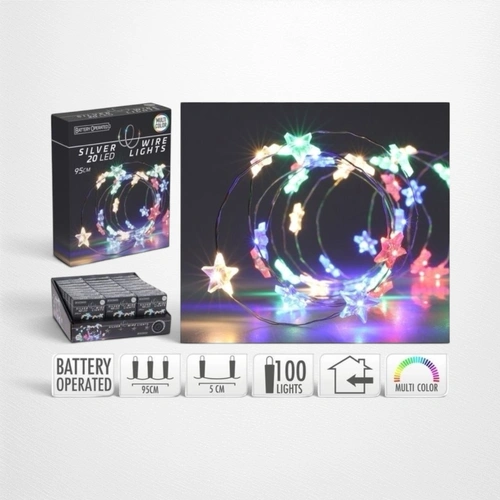 1.95cm Multi Star B/O String - Silver Wire