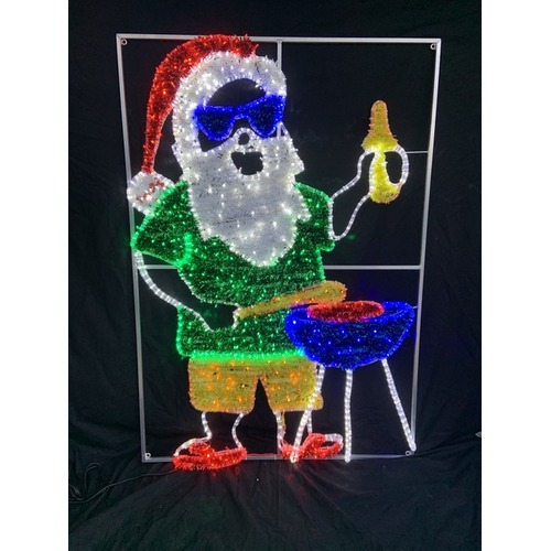 Australian Santa at BBQ Rope Light Motif