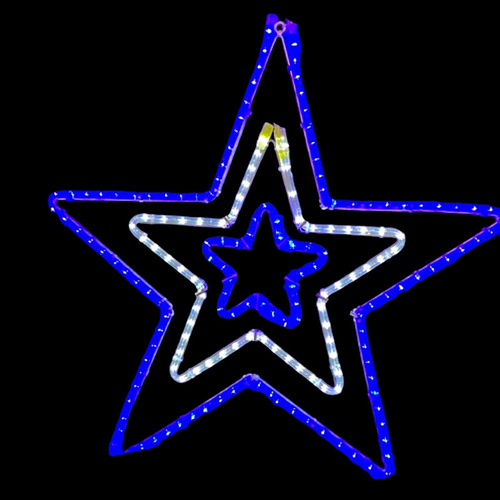 Blue/white/blue Flashing Star Rope Light Motif