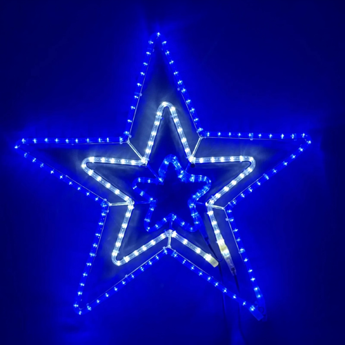 Blue/white/blue Flashing Star Rope Light Motif