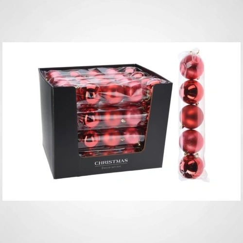 5 Pc 80mm Red Baubles