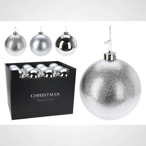 120mm Silver Embossed Bauble