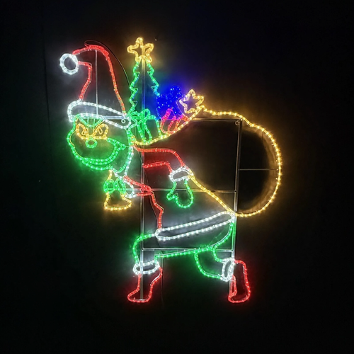 Grinch with Sack Christmas Rope Light Motif 