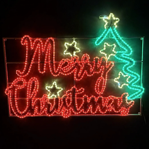 Merry Christmas 5 Stars Tree Rope Light Motif 