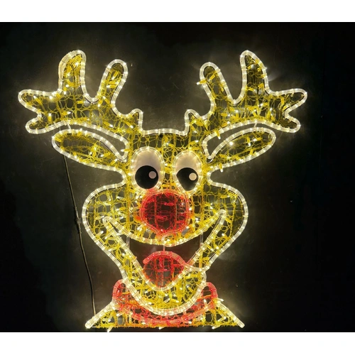 Smiling Reindeer Face Rope Light Motif