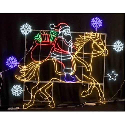 Santa on Horse/snowflakes Rope Light Motif - PREORDER FOR 2025