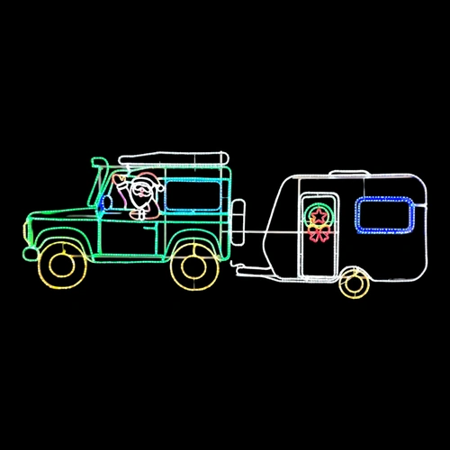 Santa Towing Caravan Rope Light Motif
