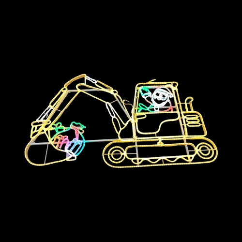 Santa in Excavator Rope Light Motif