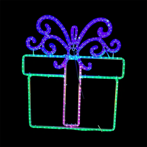 Green Gift Box Rope Light Motif