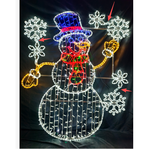 Snowman with Snowflakes Rope Light Motif