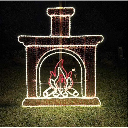Fireplace with Flames Rope Light Motif