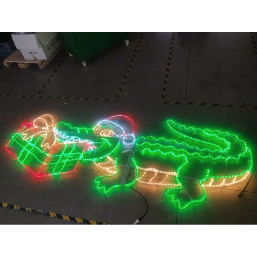 Christmas Crocodile with Present Rope Light Motif