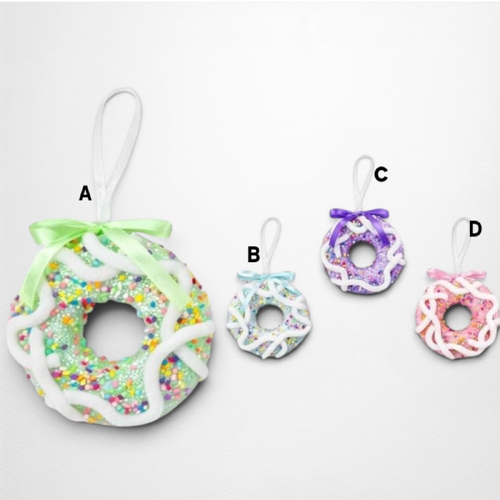 Purple Frosted Doughnut Hanging Decoration - 13cm