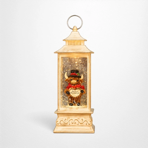 Cream Christmas Snow Lantern - Cream