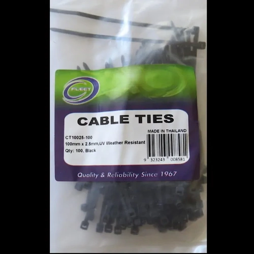 Pack of 100 Cable Zip Ties (100mm long)