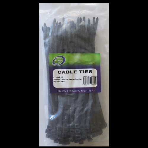 Pack of 100 Cable Ties (200mm long)