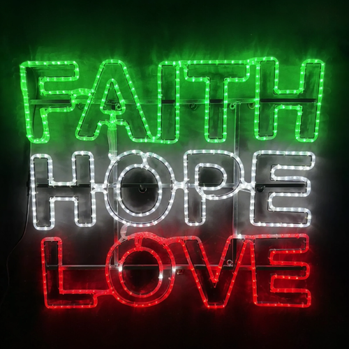 FAITH HOPE LOVE Rope Light Motif 