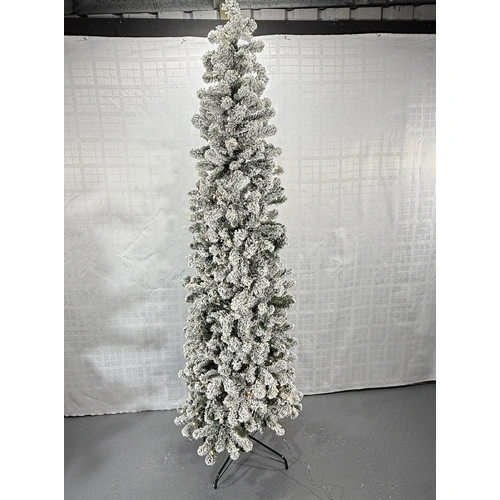 7.5 Foot Pre Lit Flocked Ultra Slim Balsam Artificial Christmas Tree