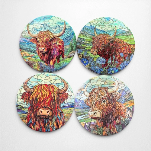 Highland Cow Mosaic Coasters