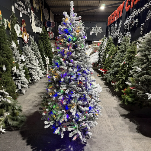 7.5 Foot Canadian Pre-Lit Snow Pine Christmas Tree