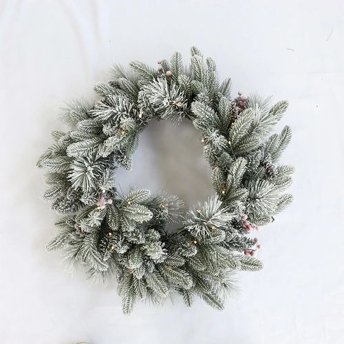 60cm Warm White Pre-lit Snow Christmas Wreath