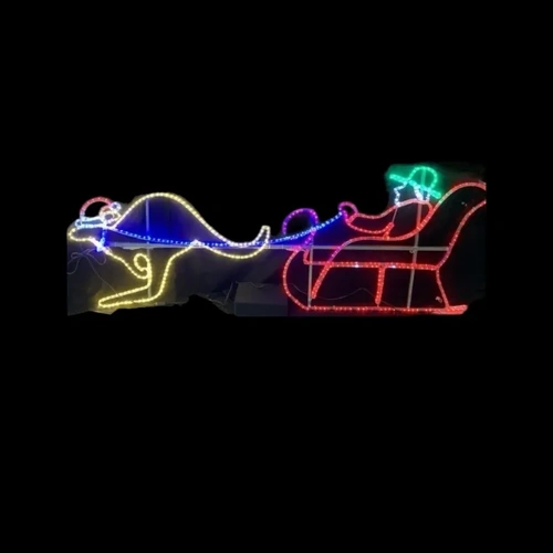 Kangaroo with Sleigh Aussie Swagman Rope Light Motif 