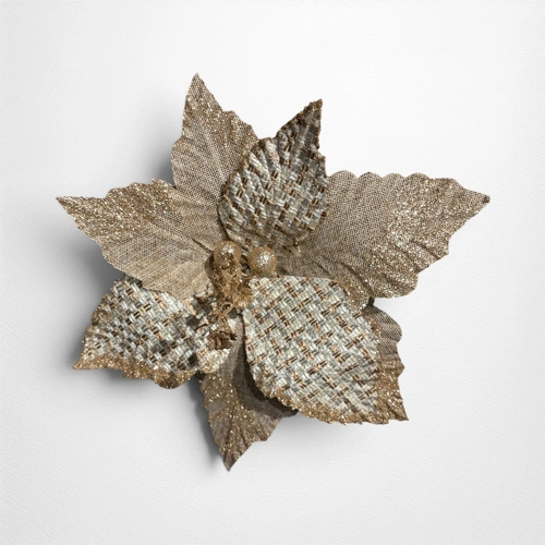 Tweed & Champagne Glitter Poinsettia