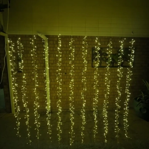 3m x 2m Warm White Cluster Curtain-clear wire 