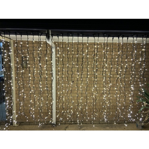 Warm White Waterfall Curtain 3m x 2m -1200 bulbs