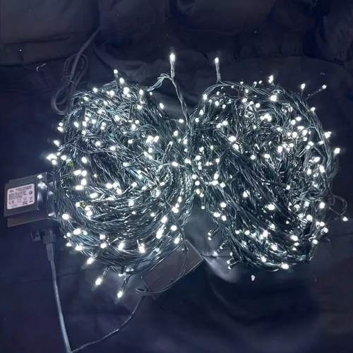 100M Cool White String - Green Wire