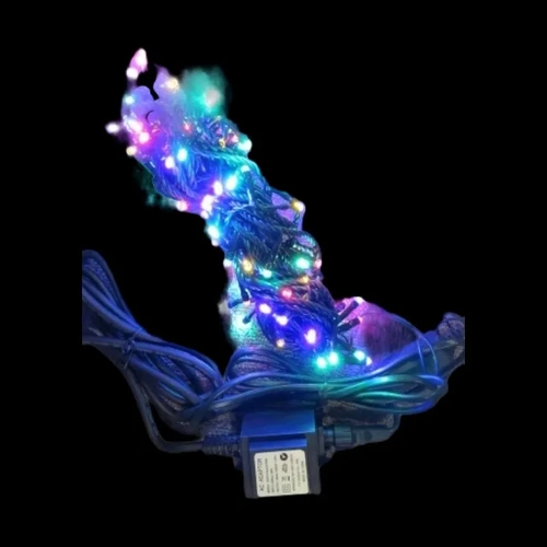 20m Multi  LED String -green wire