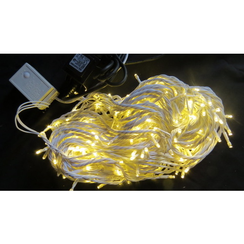 30m Warm White LED String- White Wire 