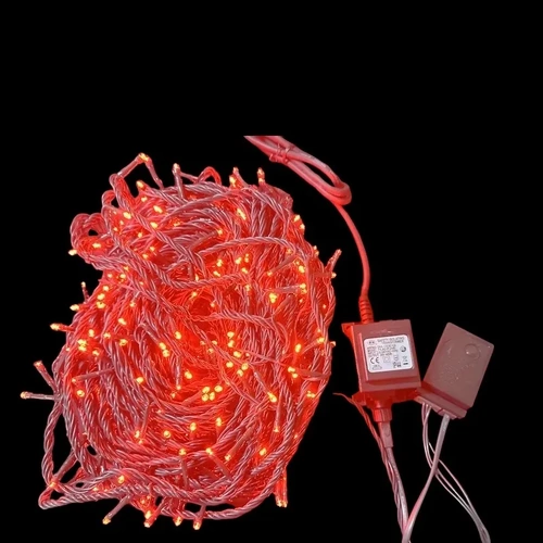 50m Red LED Strings - green wire