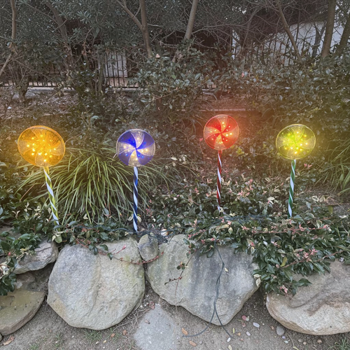 4 Coloured Lollipop Lights - 18cm diameter