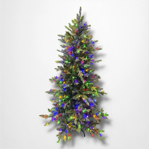 8 Foot Lit Slim Alpine Christmas Tree