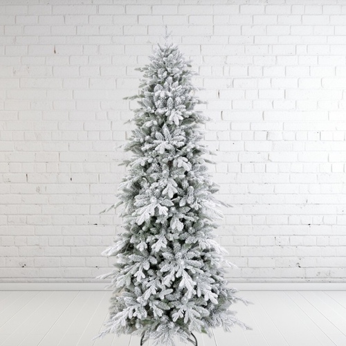 8 Foot Slim Snowy Alpine Christmas Tree