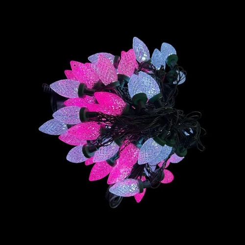 C9 Pink & White Pine Cones String