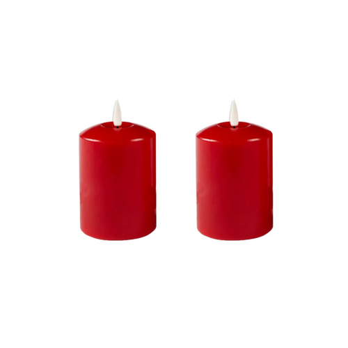 Red LED Battery Candles x 2 - 13.5cm high