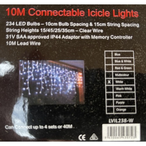 10M LED White Icicles